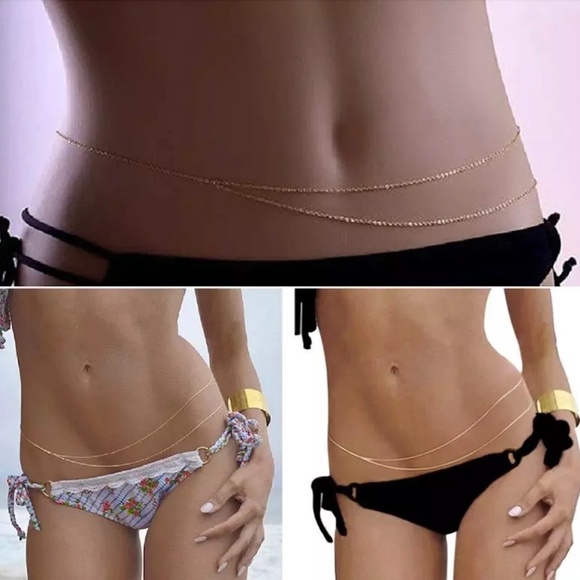 Dainty Layered 18KT Gold Belly Chain - Picture 1 of 3